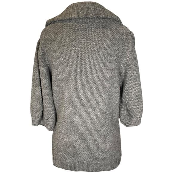 Vintage Dorothy Lee Gray Wool-Cashmere Bubble Sleeve Black Velvet Buttons Medium - Picture 2 of 13